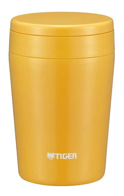 Tiger Thermos Vacuum Insulated Soup Jar, 12.8 fl oz (380 ml), Thermal, Bento Box, Wide Mouth, Round Bottom, Saffron Yellow MCL-B038-YS Tiger