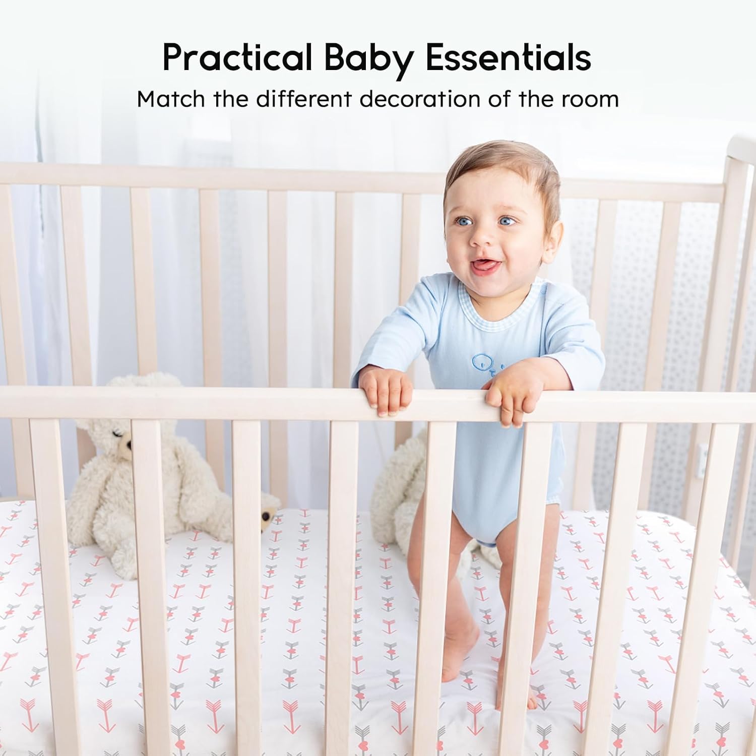 Yoofoss Fitted Baby Crib Sheets - Super Soft Microfiber 2 Pack for Standard Crib & Toddler Mattress | 28x52x8in (Arrow)