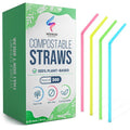 Weemium Compostable Straws Disposable [300 Pack] 8.25" | 100% Plant-Based Plastic-free PLA, Disposable and Biodegradable | Flexible Colorful Drinking Straws are Best Alternative to Plastic