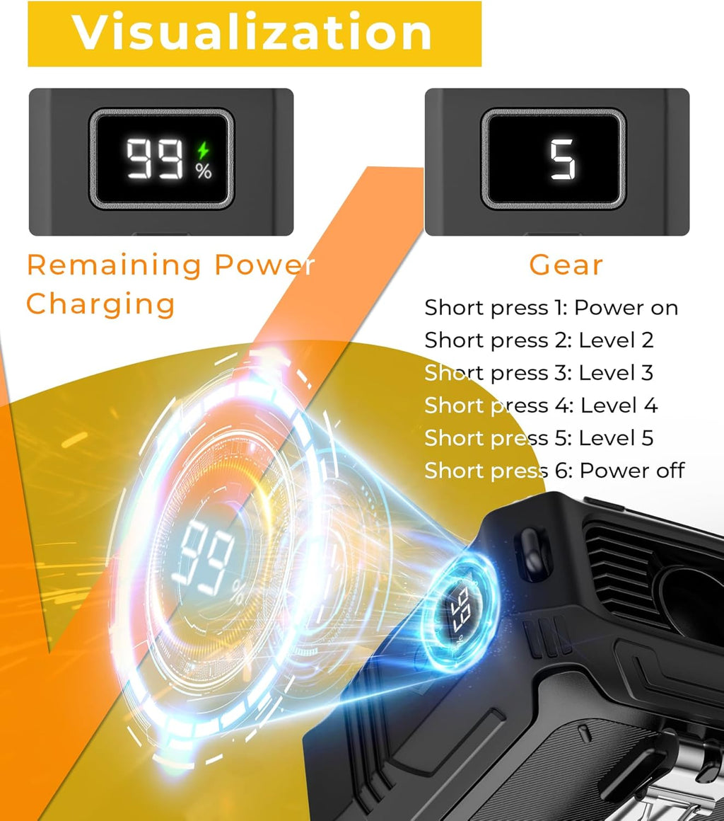 TUNISE Portable Fan - 5-Speed Dual-Sided Clip-On Waist Fan with 8000mAh Power Bank & Flashlight