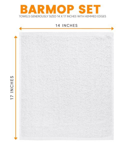 YRALY Terry Bar Mop Towels (Pack of 60) – Absorbent and Quick Drying Commercial-Grade Cotton Cleaning Towels, Cleaning Rags for Kitchen, Bar – Reusable Shop Rags 14”x17” White