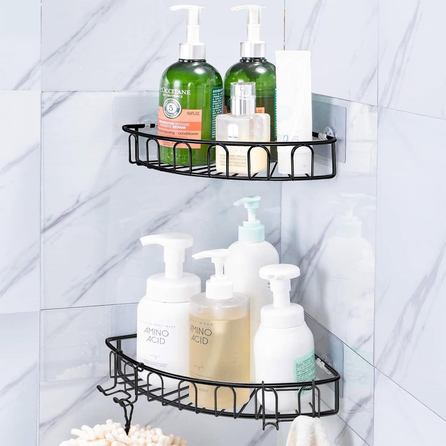 Vivinin Shower Caddy Adhesive Replacement - No Drilling Hooks for Bathroom & Kitchen | 15 Pack