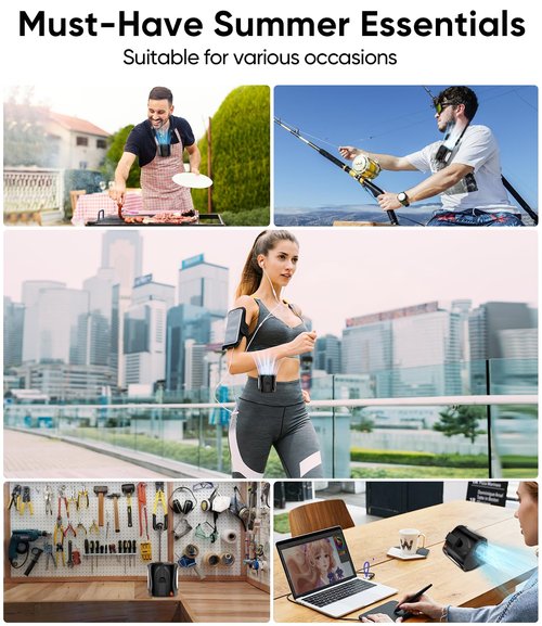 Tedajo AI Portable Waist Fan, 6 Speeds 16000RPM Strong Turbo Airflow, 40H Max Cooling Battery Powered Personal Fan Rechargeable, Hands-Free Shirt/Belt/Neck Fan for Work, Outdoor, Travel, Gift for Men