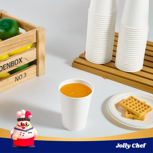 JOLLY CHEF 1000 Pack Disposable Paper Coffee Cups 12 oz Hot Beverage Cups for Party, Office, Home, Travel and More