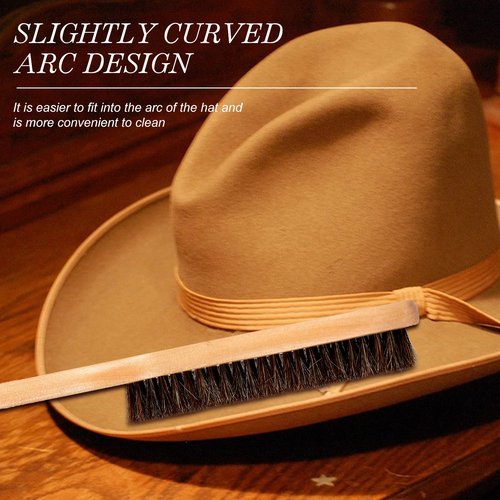 Patelai 2 Pcs Felt Hat Brush Wooden Cowboy Hat Horse Hair Brush for Cleaning Removes Dust Stains Hair, Cap Clothes Furniture Clean Supplies