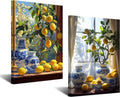 CXHOSTENT Kitchen Lemon Wall Art - 2 Panel Yellow Citrus Fruit Prints for Dining Room Decor | 11x14 Inches