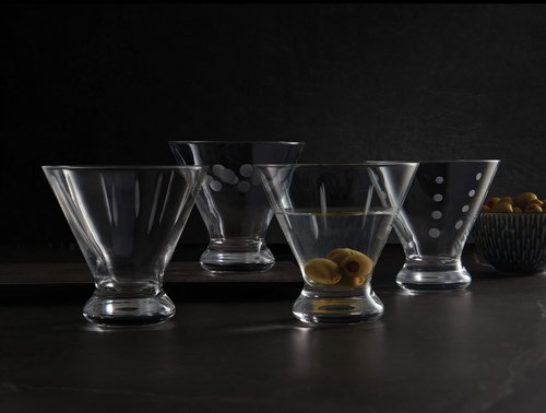 Mikasa Cheers Set of 4 Stemless Martini Glass, 8-Ounce, Clear