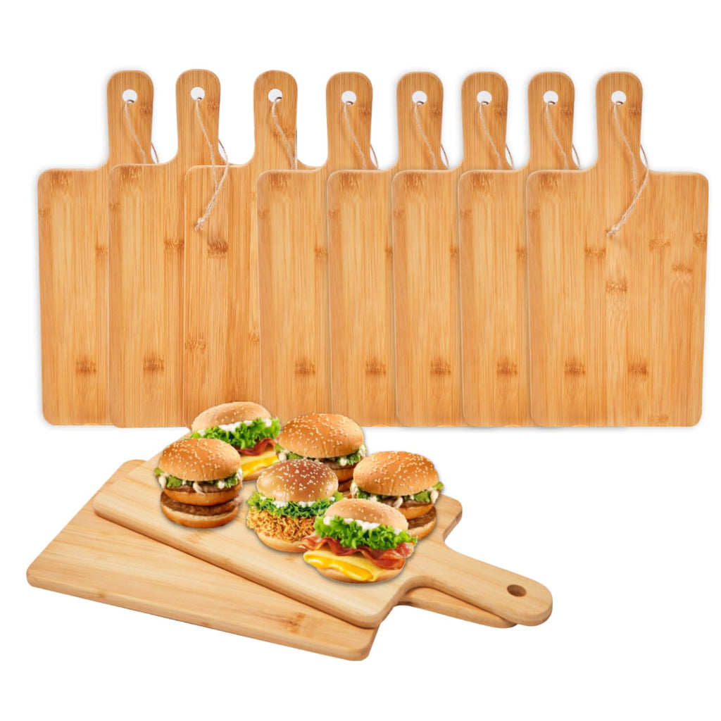 Benhurb 10pcs Wood Cutting Boards Bulk for Kitchen, 15x7 inch Personalized Bamboo Charcuterie Boards Customized Laser Engraving Serving Chopping Board for Pizza, Cheese, Dessert, Fruit, Vegetables