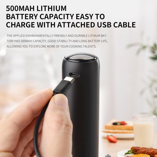 BONACHEF Rechargeable Milk Frother Handheld with Cover Electric Handheld Foam Maker Portable Drink Mixers for Matcha,Lattes and Cappuccino, Black