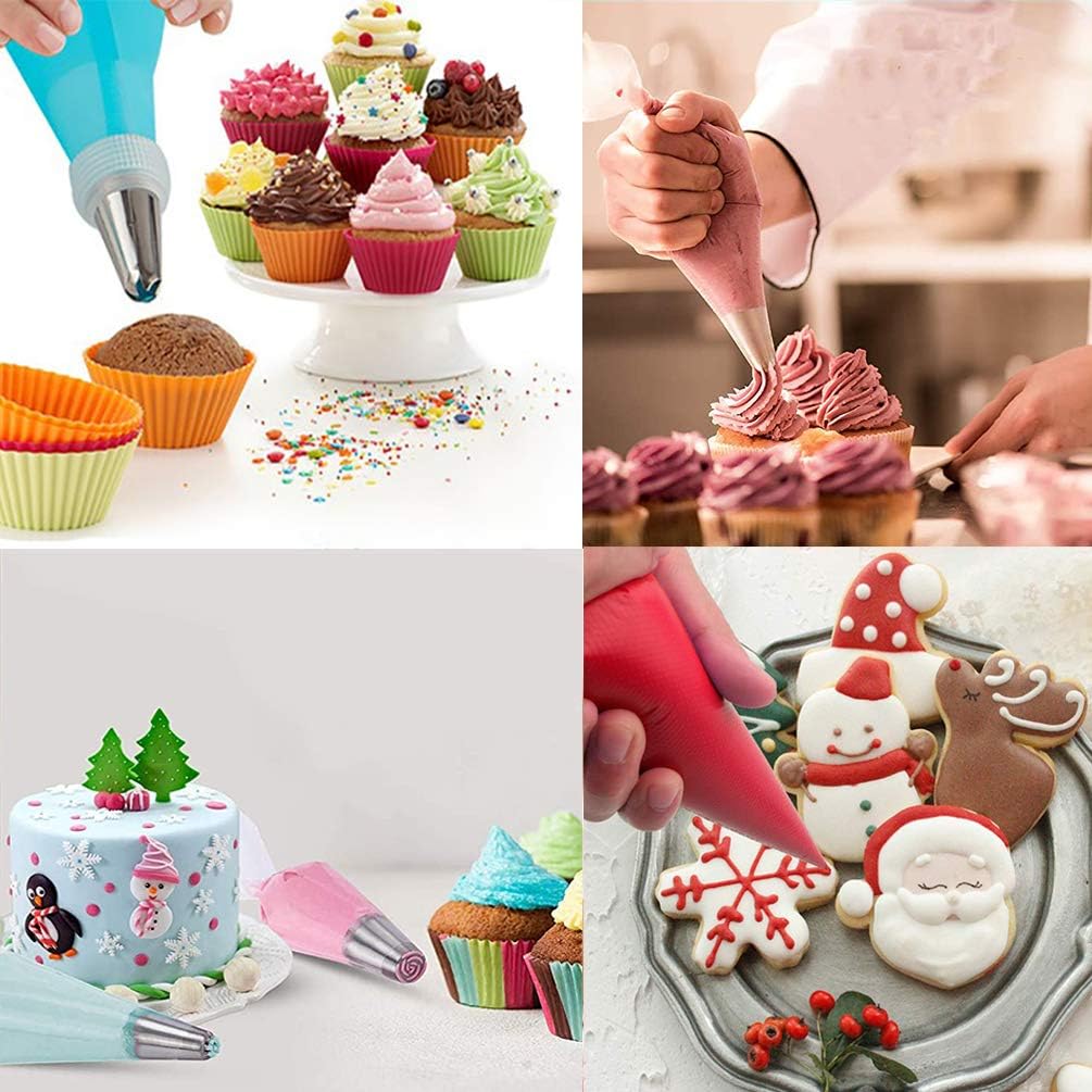 Tipless Piping Bags - 122-Piece Set with 100 Disposable Pastry Bags for Icing & Cookie Decorating | Includes Ties, Clips & Scriber Needle - Perfect for Cake Decorating (10 Inch)