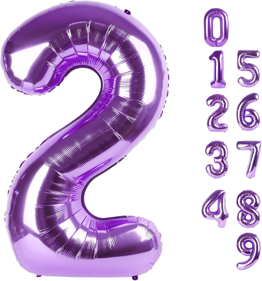 Skiennix 40-Inch Purple Number Balloons - Perfect for 2nd, 12th, 21st Birthday Celebrations & Events