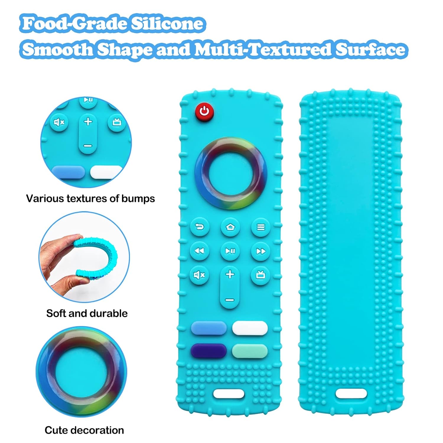 ROBBEAR Baby Teething Toys - Food Grade Silicone Teethers in Fire TV Remote Shape | BPA Free, Black