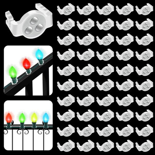 UQM 100 Pack C9 Magnetic Christmas Light Clips, Extra Strong Magnetic Clips Hooks for Christmas Lights, Magnet Christmas Light Clips for C9 C7 Sockets Metal Roof Gutters Outside Patio Holiday Lighting