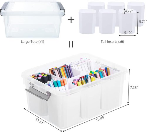 Citylife 17 QT Clear Plastic Storage Bins - Stackable Multipurpose Containers for Organizing Tools, Crafts & More