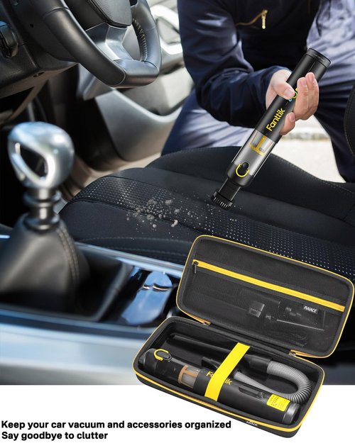 RAIACE Car Vacuum Case, Hard Travel Storage Case Compatible with Fanttik V8 Apex/Slim V8 Mate/ V10 Apex Car Vacuum, Carrying Bag with Mesh Pocket for Accessories. (Case Only) - Black (Black Lining)