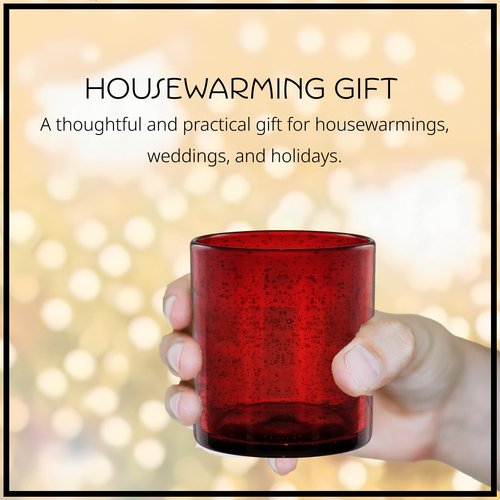 Artland 14oz Double Old Fashion Glass, Set of 4 | Iris Seeded Design, Ruby Red | Drinking Glass for Parties and Everyday Use - Mojito, Whiskey, Cocktail | Glassware & Barware Essentials
