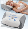 Cervical Neck Pillow – Ergonomic Contoured Memory Foam Pillow for Neck & Shoulder Pain Relief, Dual-Height Spine Alignment for Side, Back & Stomach Sleepers, Cooling Ice Silk Pillowcase – Queen