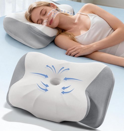 Cervical Neck Pillow – Ergonomic Contoured Memory Foam Pillow for Neck & Shoulder Pain Relief, Dual-Height Spine Alignment for Side, Back & Stomach Sleepers, Cooling Ice Silk Pillowcase – Queen