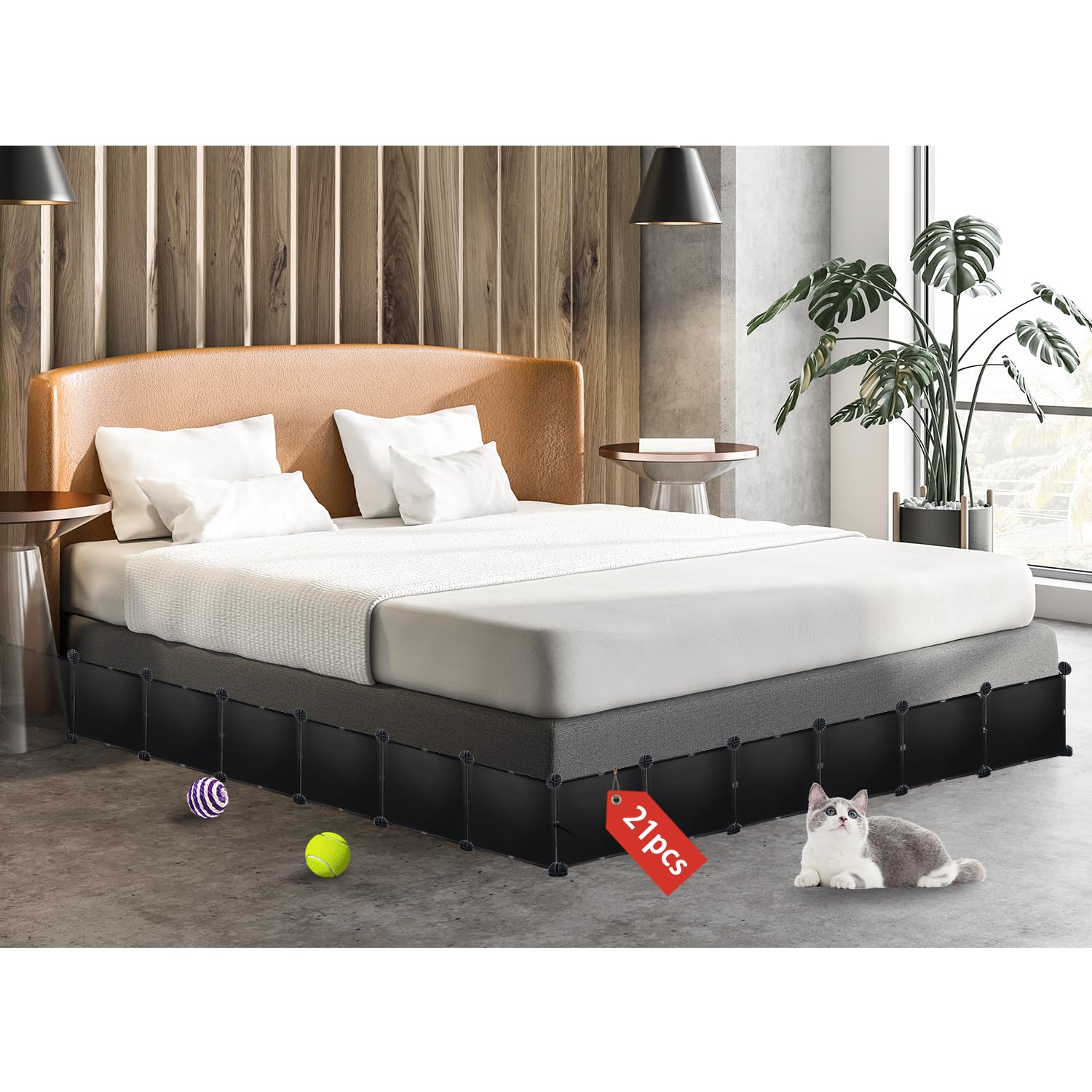 Professional Under Bed Blocker for Pets, 11.8" Height 248" Length in Total, Multi-Purpose Under Bed Blockers, Underbed Blocker for Pets Fit Queen, King Bed 3 Sides