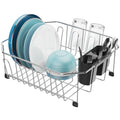 GSlife Small in Sink Dish Drying Rack - Stainless Steel Compact Dish Drainer for RV Kitchen Apartment Sink, Rust Resistant Inside Sink Rack, 1–2 Person Households, 13.1" W x 14.4" L, Silver