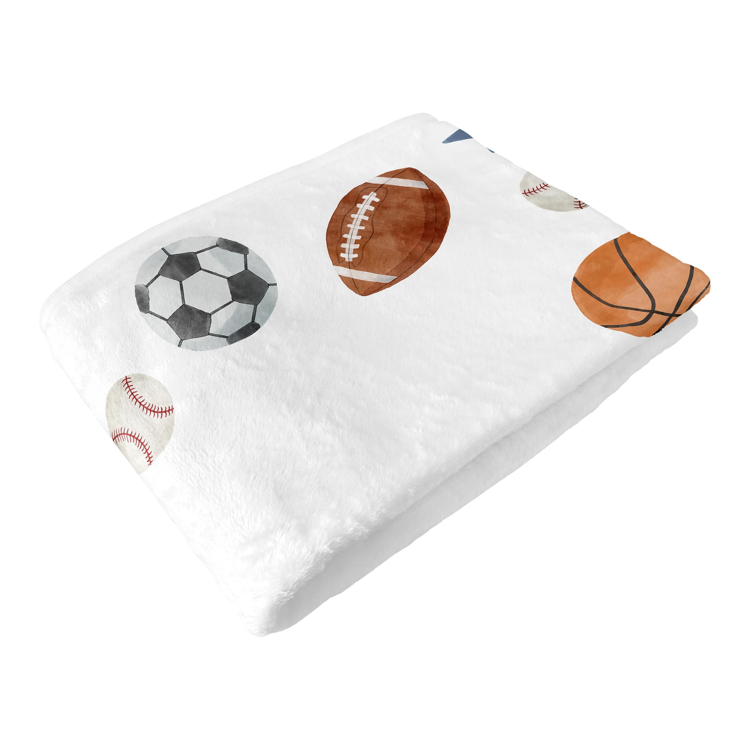 Sweet Jojo Designs Sports Theme Boy Baby Milestone Blanket Newborn Monthly First Year Photo Growth Chart Infant Memory Gift Set Watercolor Vintage Soccer Balls Football Baseball Basketball Blue Stars