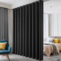 hoeflife Room Divider Curtains Blackout Floor to Ceiling Curtain with Hook Wall Mount Sliding Door Curtains Ceiling Mount Extra Wide Curtain Wall Divider for Room Separation (Black, W100 x H84 Inch)
