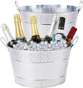 2pcs 7 Gallon Galvanized Tub, Large Ice Bucket for Parties, Mimosa Bars with Carry Handles, Galvanized Buckets for Champagne, Cocktails, Beer, Wine, and Other Drinks