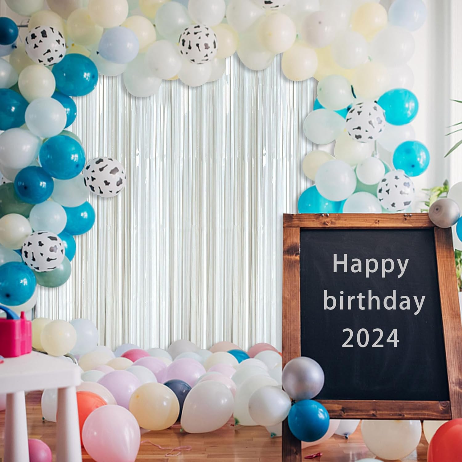 White Foil Fringe Backdrop Curtains by [Brand Name] - Tinsel Streamers for Birthday & Graduation Celebrations