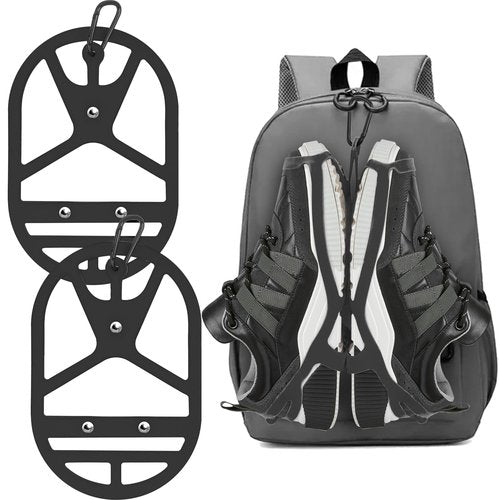2 Pack Shoe Holster for Backpack with Clip Hanger, Shoe Holder for Sneakers, Cleats, for Travel, Outdoors, Sports (Large, Black)