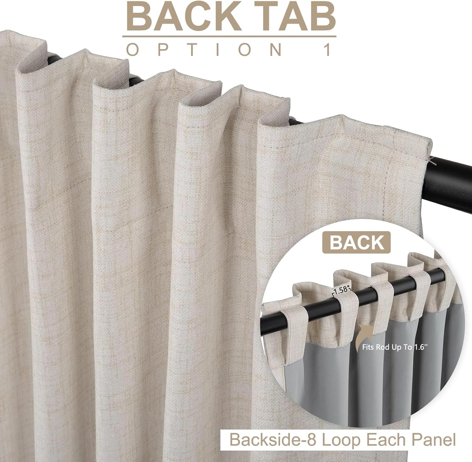 Skiennix 100% Blackout Linen Curtains - Thermal Insulated Drapes for Bedroom | 72" Long, Cream, 2 Panels Set
