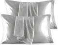Bedsure Satin Pillowcase - Silky Silver Grey Queen Size 20x30 Inches | Set of 4 with Envelope Closure for Hair & Skin Care