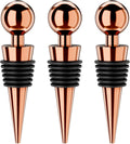 Wine Stoppers for Wine Bottles 3Pcs Vacuum Wine Bottle Stopper with Silicone Reusable Wine Corks, Leak proof Keep Fresh Suitable for Standard (Goldrose, 3 Pack)