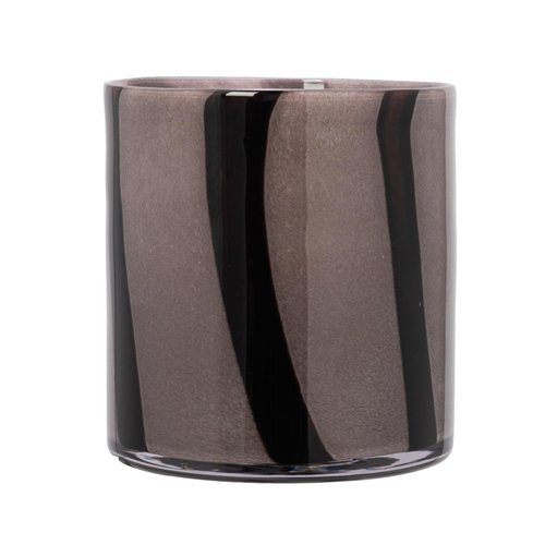 Bloomingville Round Glass Candle Holder/Vase with Stripes, Grey and Purple