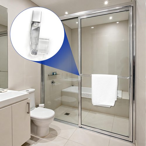 Clear Acrylic Towel Bar Brackets for Alumax Basco Framed Sliding Glass Shower Door Towel Rod Parts Replacement with Bright Chrome Sleeve Silver (2 Pack)