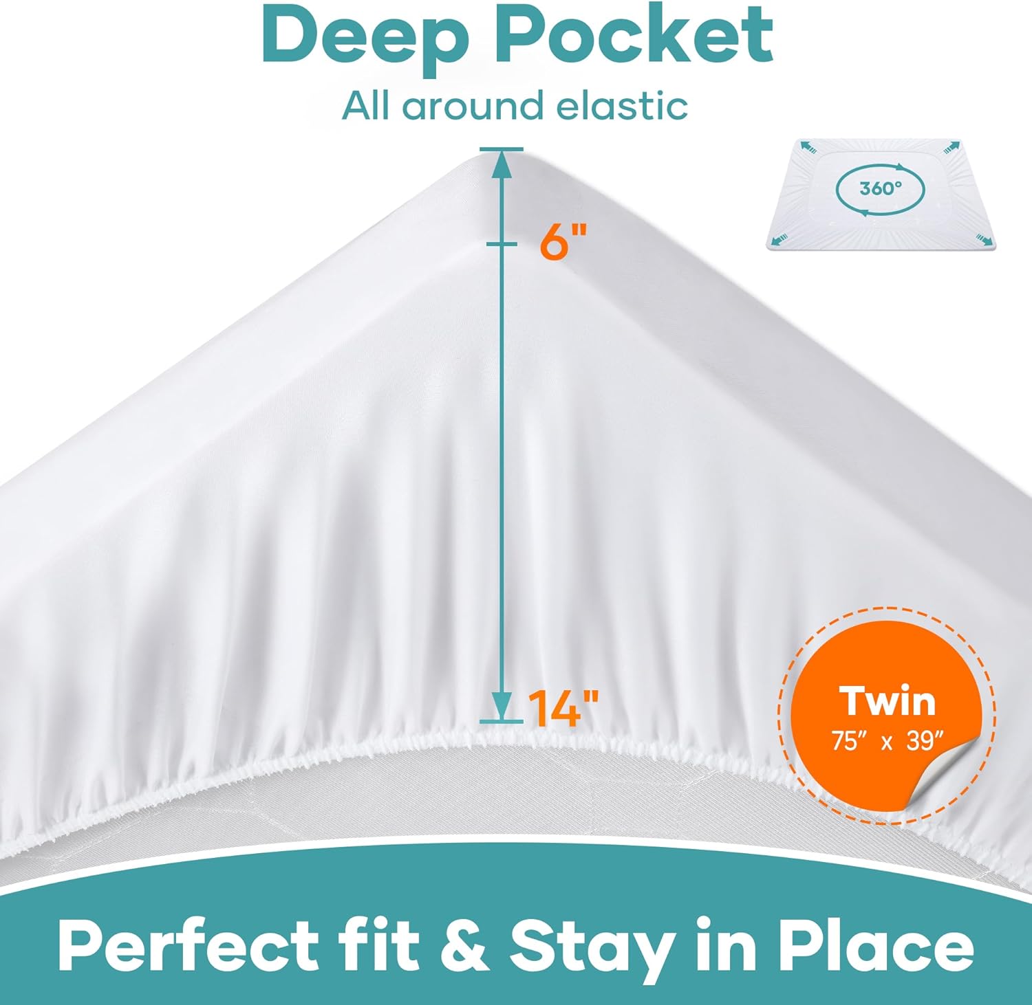 OhGeni Waterproof Mattress Protector - Twin Size Fitted Sheet, Deep Pocket, Hypoallergenic & Washable