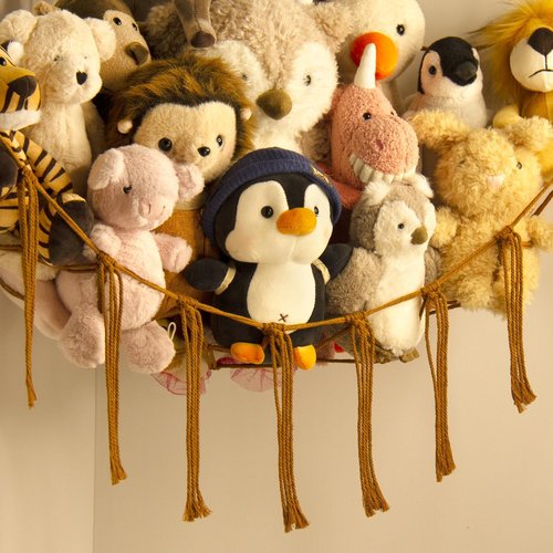 Mirolam Stuffed Animal Hammock - Large Toy Storage Organizer for Plushies | Caramel Color for Boho Nursery Decor
