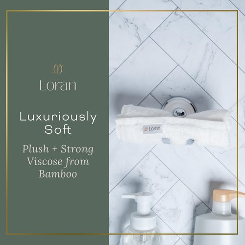 White Extra Large Washcloths Set of 6 Soft Body Cloths 13” x 13” 70% Viscose Derived from Bamboo, 30% Cotton Spa-Like Feel Silky for Skin Cleansing