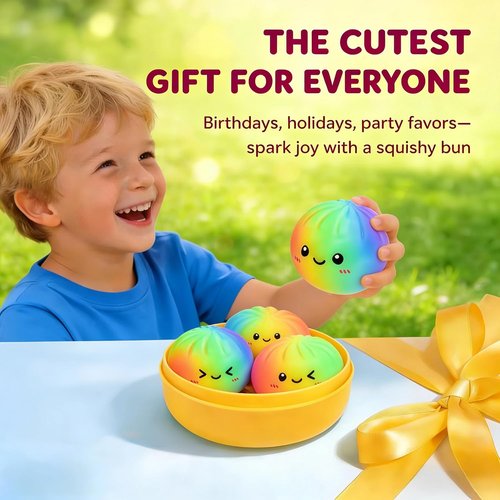 Glitter Dumpling | Colorful Squishy Stress Balls Fidget Toy - Sensory Desk Toy for Stress Relief (2-Pack)