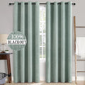 MIULEE 90-Inch Linen Texture Curtains - 100% Blackout Thermal Insulated Seafoam Green Drapes | 52x90 Inch (2 Panels)