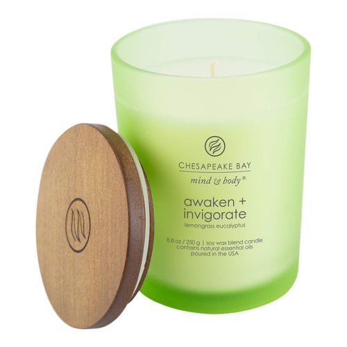 Chesapeake Bay Candle Scented Candles, Awaken + Invigorate (Lemongrass Eucalyptus), Medium 2-Pack, Green, Brown, 2 Count