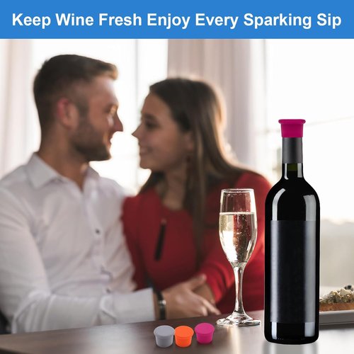 12 Pcs Colorful Wine Stoppers, Reusable Silicone Wine Corks,Champagne Stoppers,Beverages Beer Bottle Caps,Wine Bottle Stoppers for Glass Bottles, Keep Wine Fresh