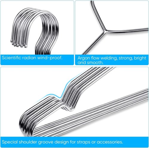 Fayleeko Wire Coat Hangers - 40 Pack Heavy Duty Stainless Steel Ultra Thin Space-Saving 16.5 Inch