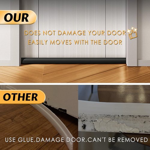 MAXTID Large Door Draft Stopper for Bottom of Door 30 Inch Under Door Draft Blocker Door Gap Filler Weather Stripping Adjustable Double Door Sweep Door Draft Guard Window Seal Black