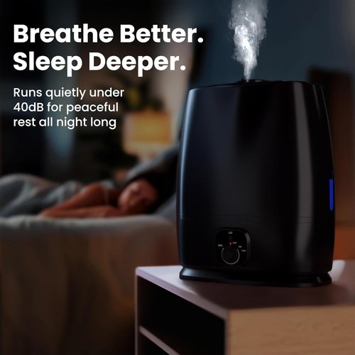 Everlasting Comfort 6L Humidifier - Quiet 50HR Runtime | No-Filter Cool Mist for Large Rooms, Nursery & Allergies