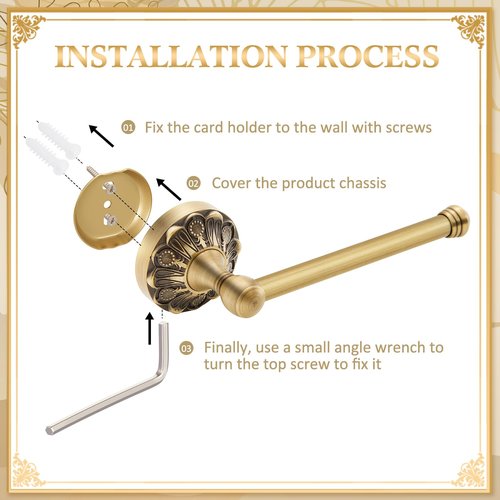 Otoolling 2 Pieces Set Antique Brass Toilet Paper Holder Retro Brass Hand Towel Ring Tissue Roll Paper Hanger Bathroom Hardware Wall Mounted Vintage Bathroom Accessories(Rectangle)