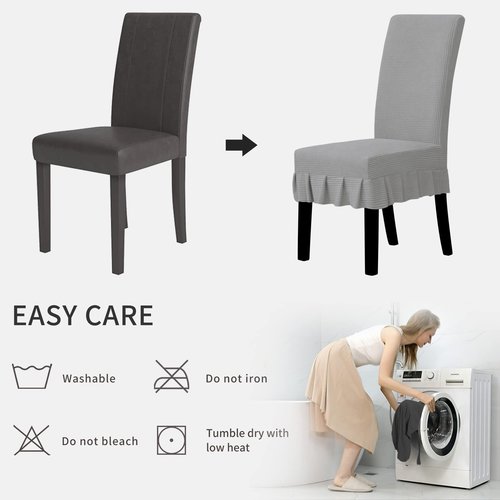 Easy-Going Dining Chair Covers Stretch Parsons Chair Slipcover with Skirt Chair Covers for Dining Room Restaurant Banquet (2 PCS, Light Gray)