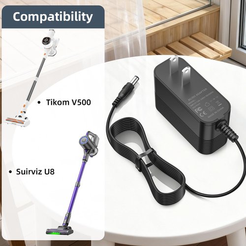 26V Charger for Tikom V500,Suirviz U8 Cordless Vacuum Cleaner,Replacement Power Adapter for Cordless Stick Vacuum Cleaner
