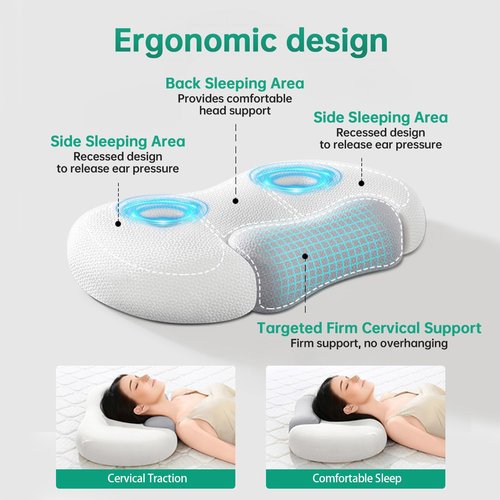 MOONYOOY Firm Memory Foam Contour Pillow, Ergonomic Orthopedic Cervical Design for Side & Back Sleepers, Strong Neck Support & Shoulder Pain Relief