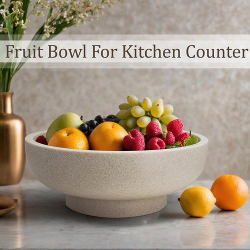 LIN CHUAN Large Decorative Bowl, Fruit Bowl for Kitchen Counter, Modern Resin Bowl for Home Decor, Key Holder for Entry Table, Sand Beige