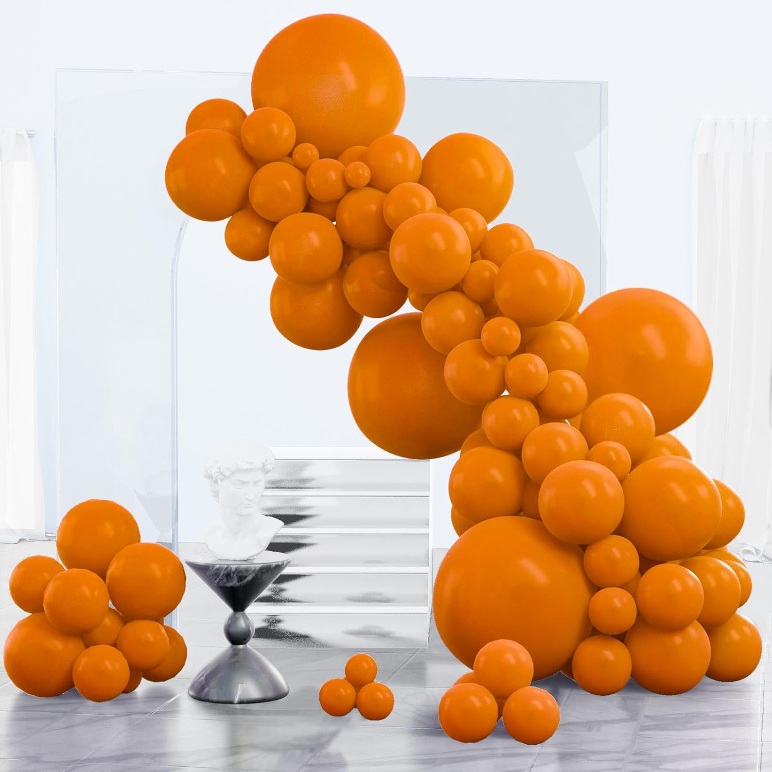 PartyWoo Burnt Orange Balloons - 152-Piece Terracotta Rust Balloon Arch Kit for Fall Celebrations